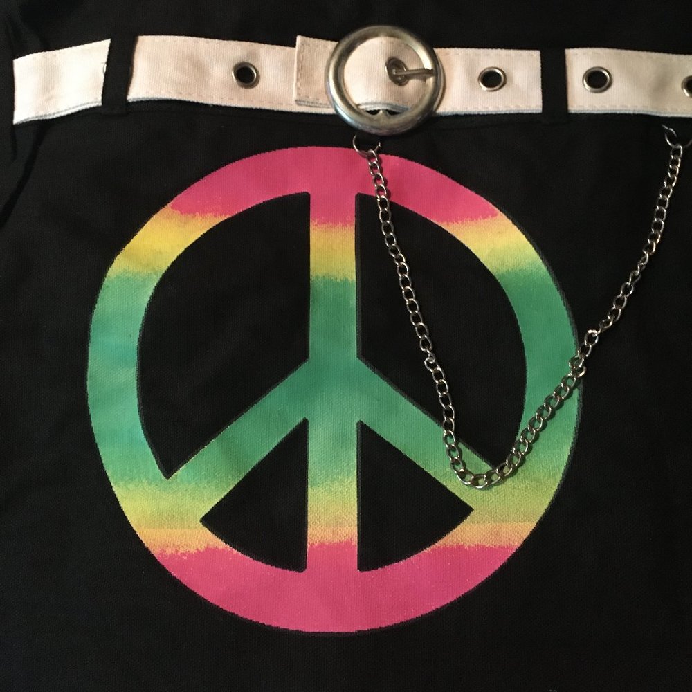 THE PEACE SIGN CUTE TOTE PURSE ZIPS NEW PEACE SIGN